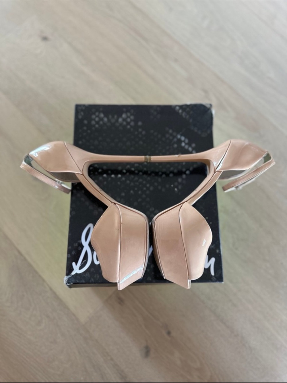 Sam Edelman Blush Patent Leather Peep-Toe Platform Heels - Picture 10 of 12